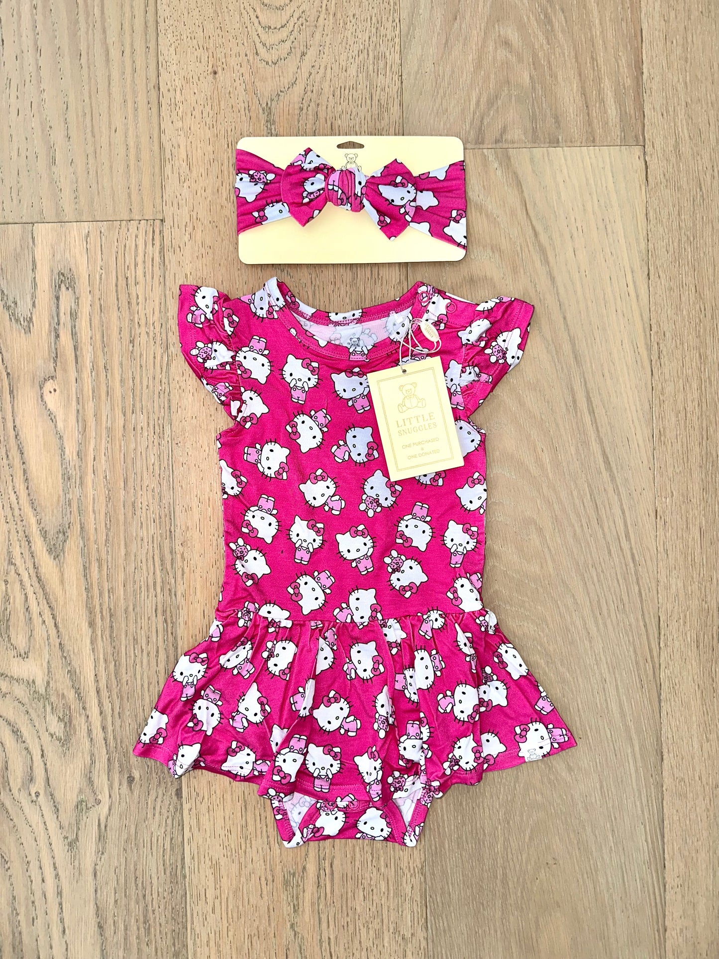 Bamboo Twirl Skirt Bodysuit with Headband (Claire)- SPRINKLE DONUT HELLO KITTY