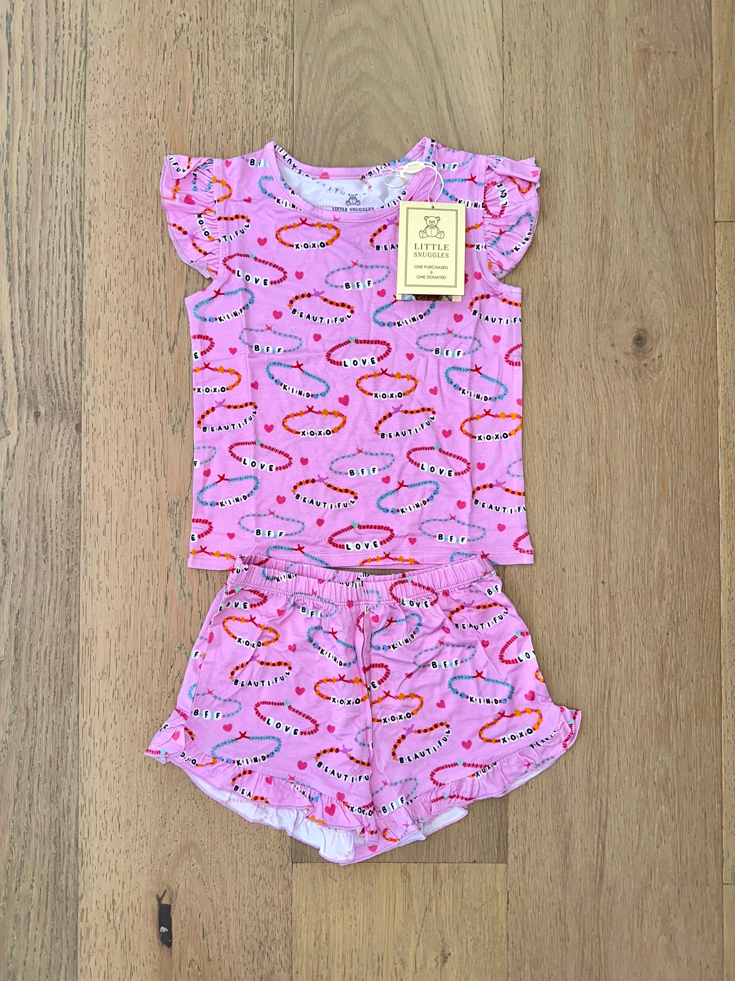 Bamboo Flutter Sleeve & Shorts Lounge Set (OLIVIA)- SUMMER LOVE FRIENDS FOREVER