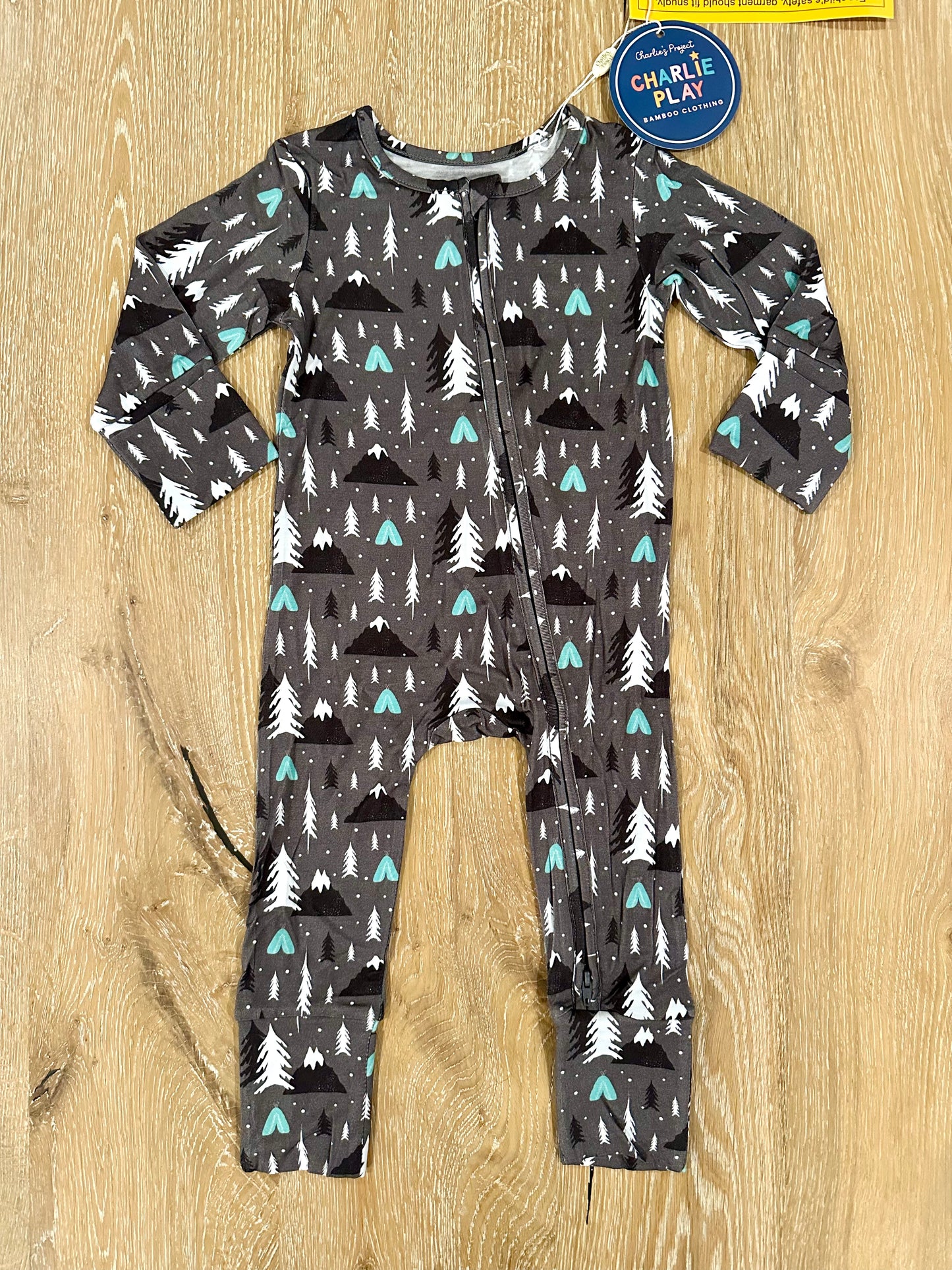 Bamboo (Connor) Zippy Romper-CHARLIE PLAY SNOWY MOUNTAIN