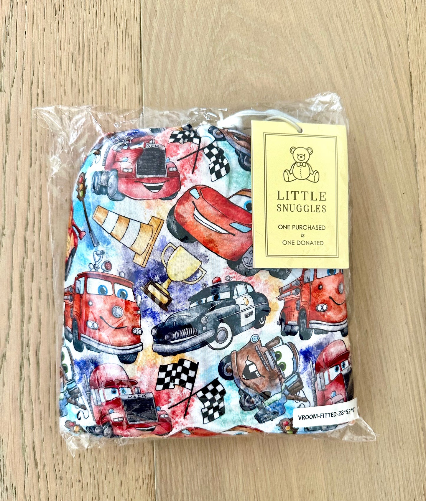 BAMBOO FITTED CRIB SHEET- CARS GO VROOM