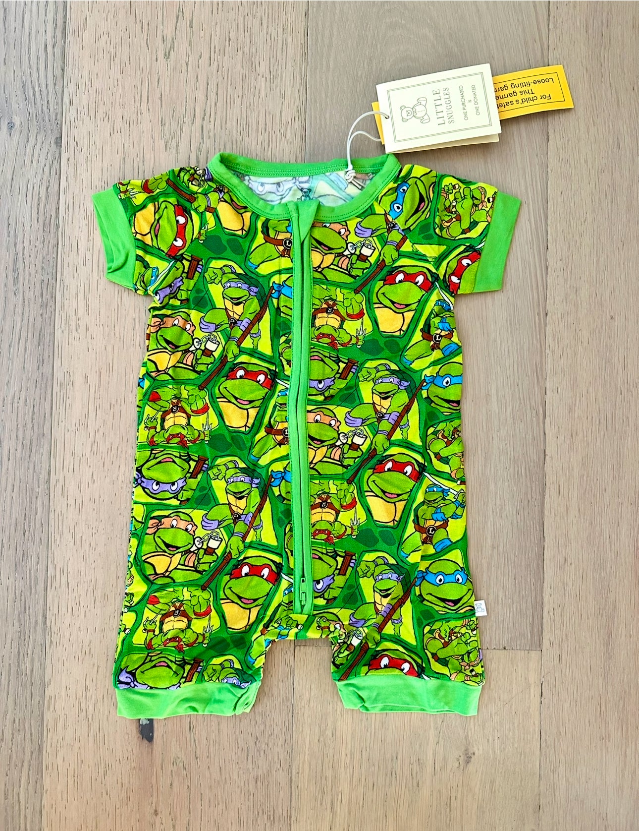 Bamboo Shorty Romper-TNT TURTLE POWER