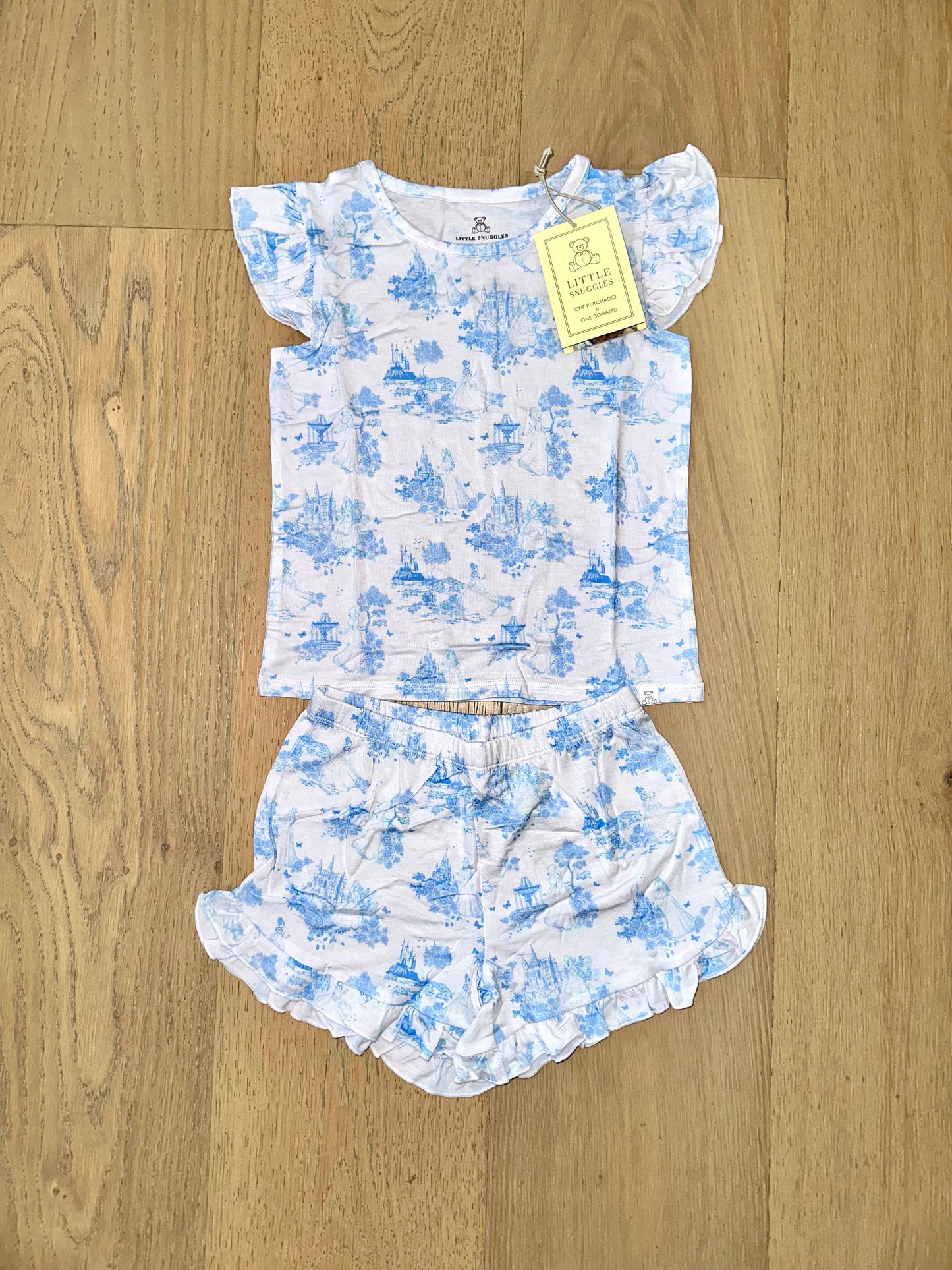 Bamboo Flutter Sleeve & Shorts Lounge Set (OLIVIA)- PRINCESS BLEU TOILE