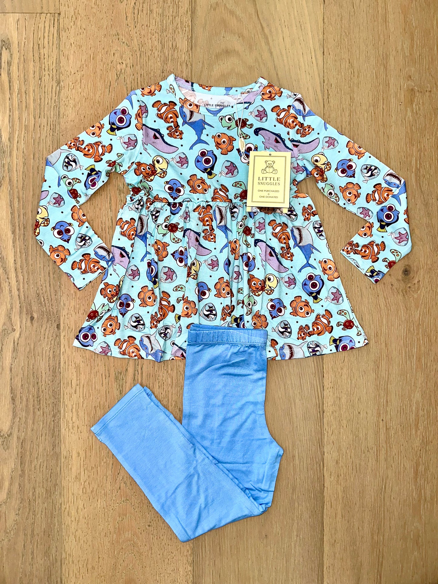 Bamboo Long Sleeve & Pants Peplum Set-REEF FRIENDS NEMO