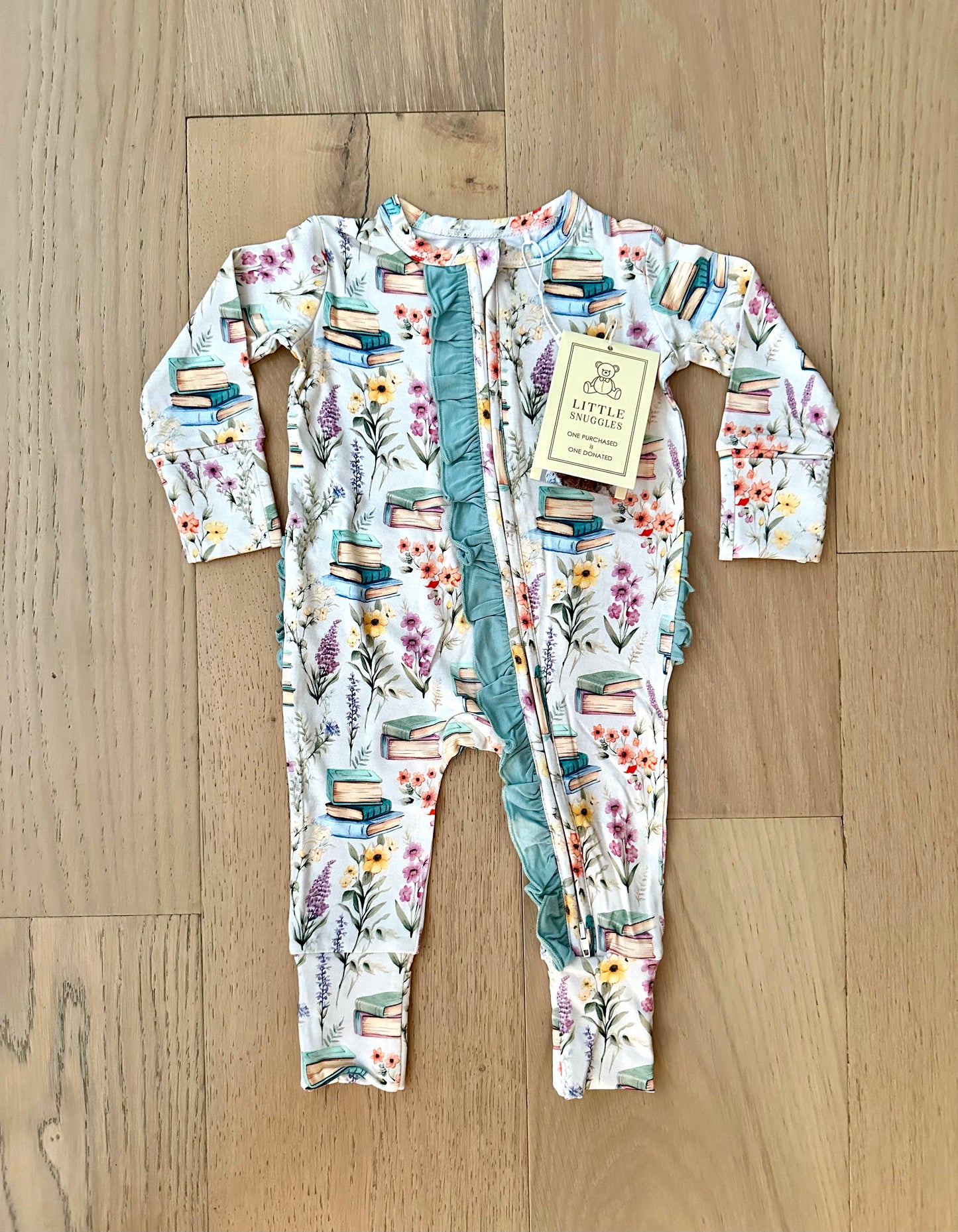 Bamboo Ruffle Zipper Romper (IVY)- FAN FAVORITES BOOKS & BOUQUETS