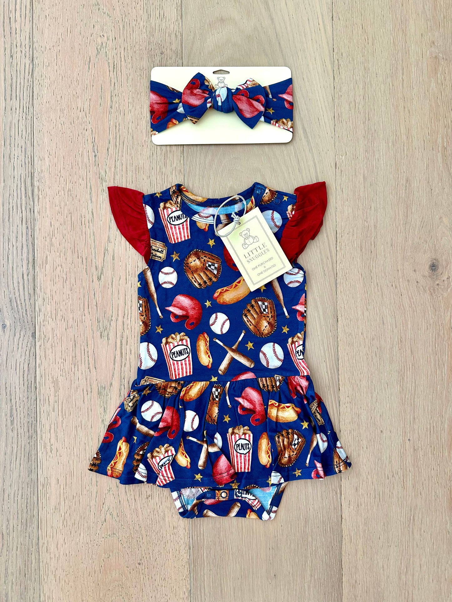 Bamboo Twirl Skirt Bodysuit with Headband (Claire)-SUNNY DAYS HOME RUN