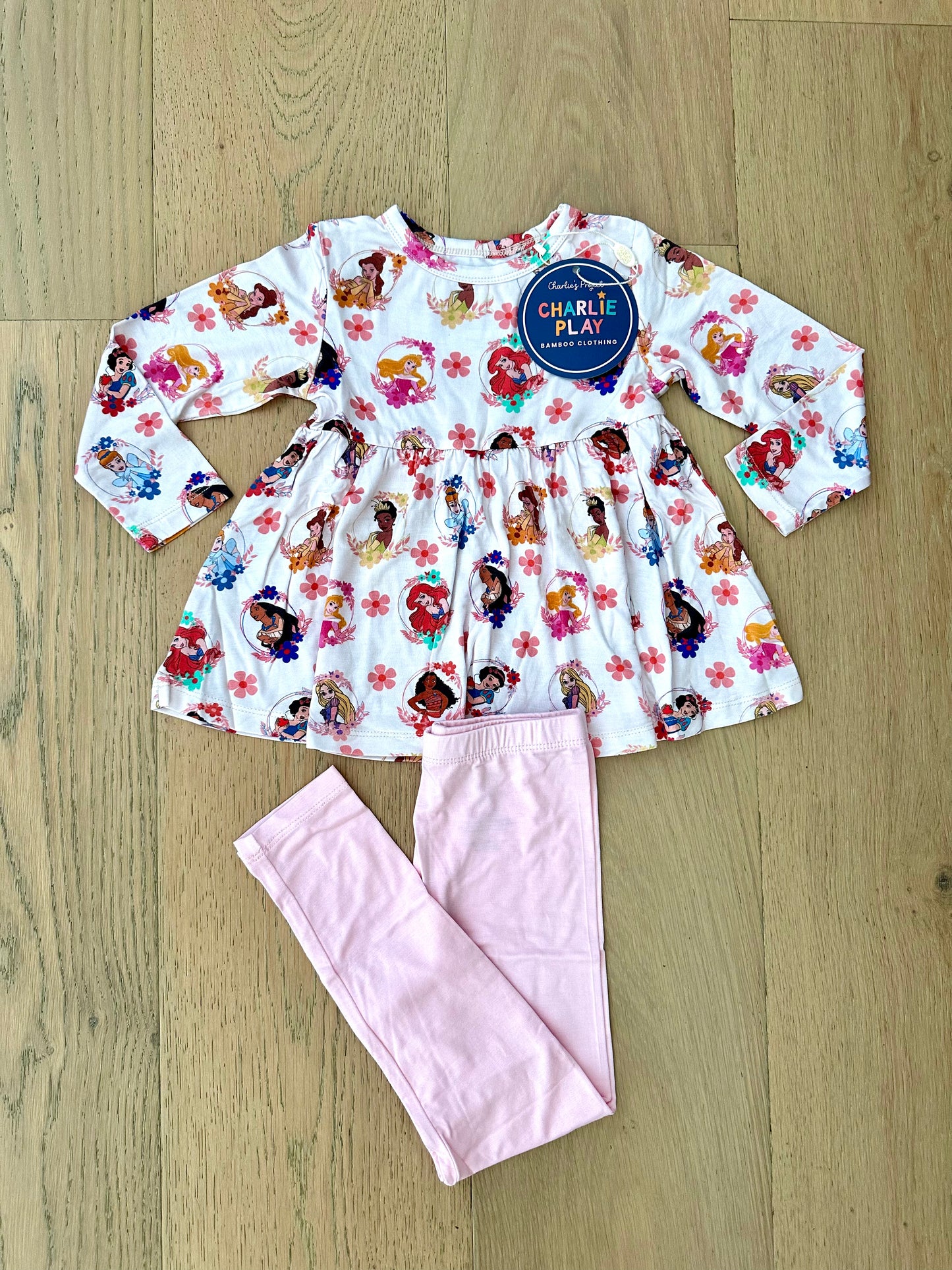 Bamboo Long Sleeve & Pants Peplum Set- PRINCESS PORTRAITS