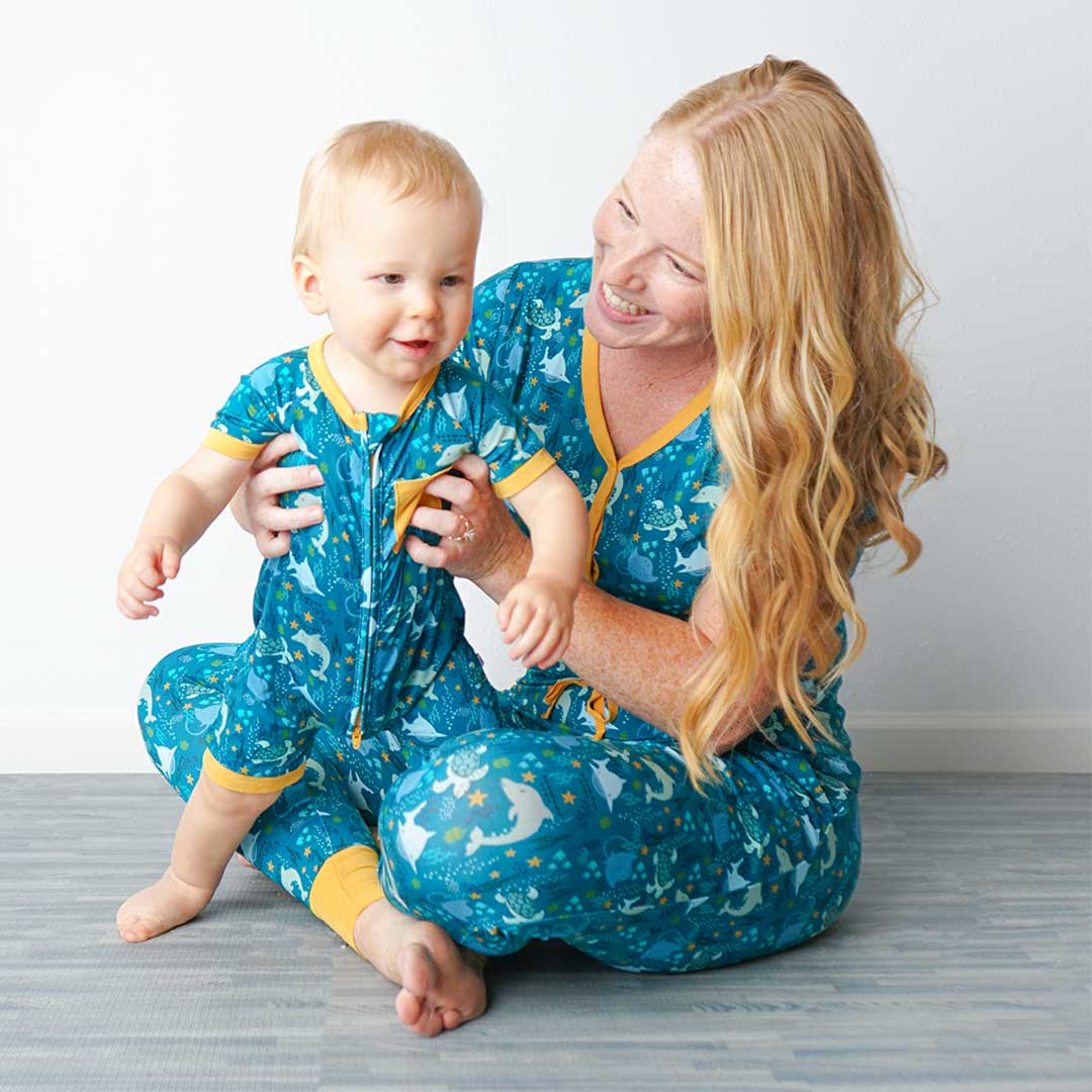 Bamboo Shortie Romper- Ocean Friends