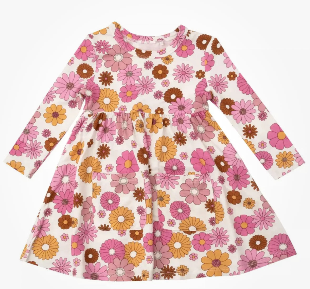 Twirly Long Sleeve Dress- Retro Floral