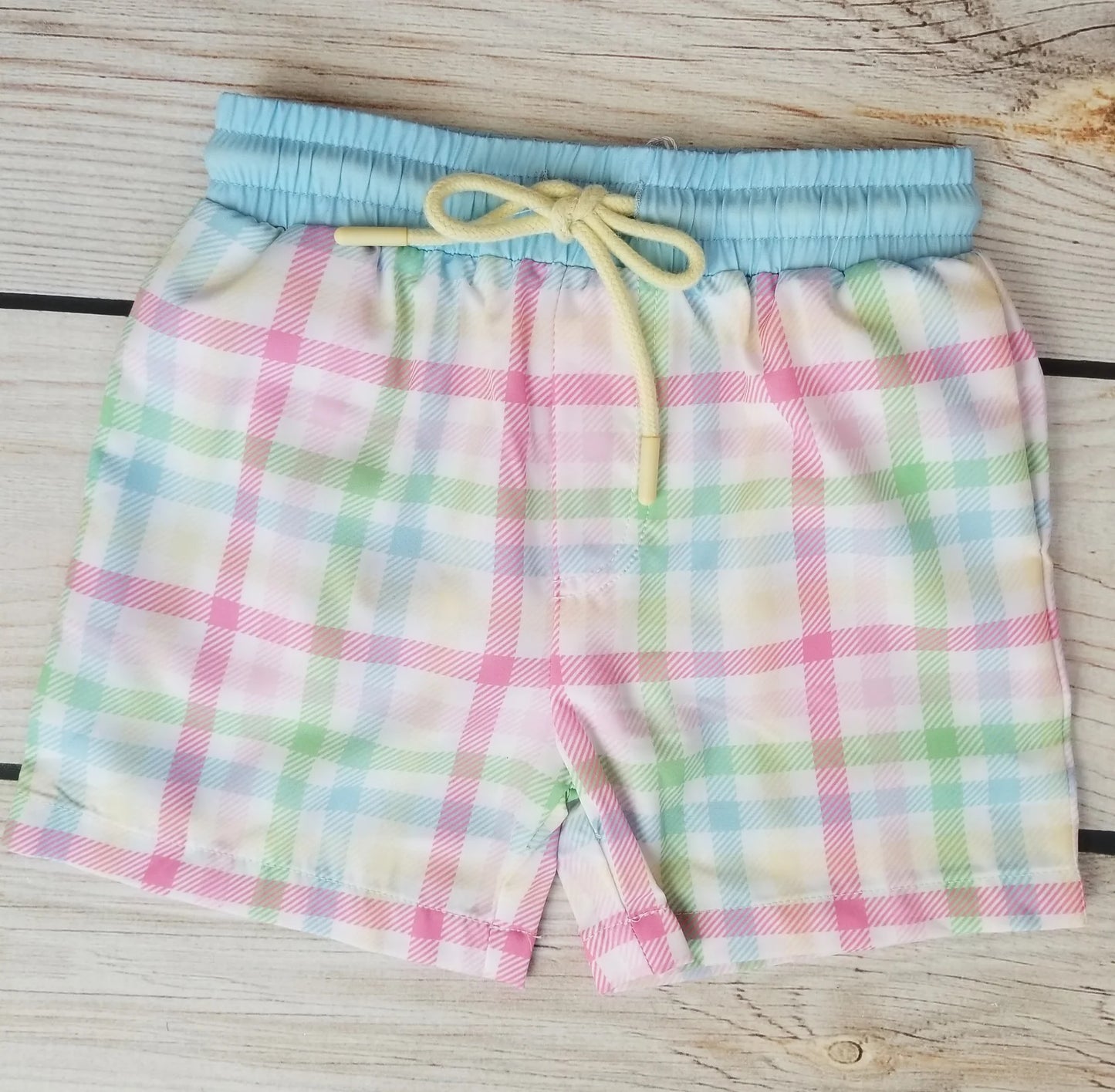 Swoon Baby Boy Swim Shorts -Watercolor Gingham 2218