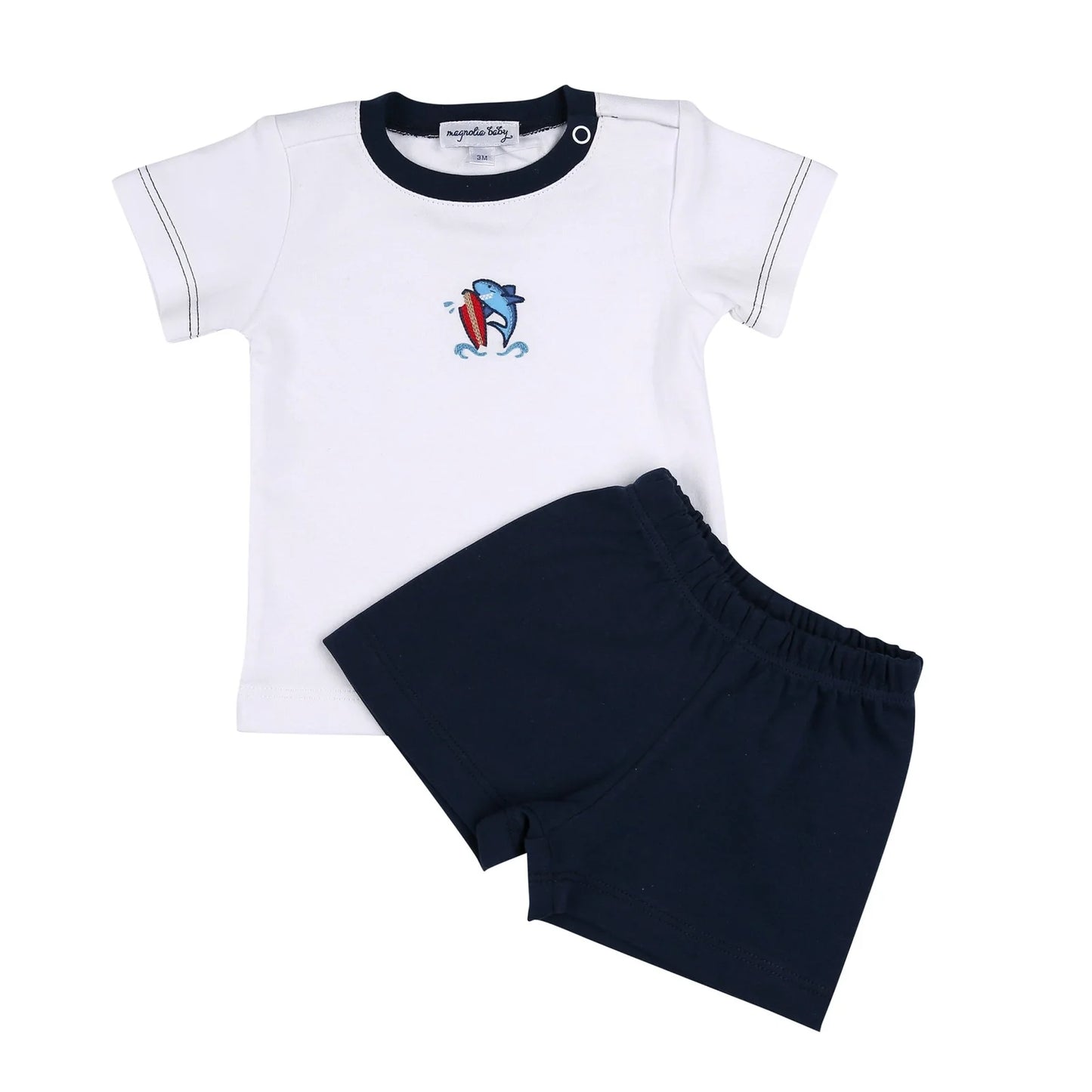 Sharkie the Surfer Embroidered Short Set