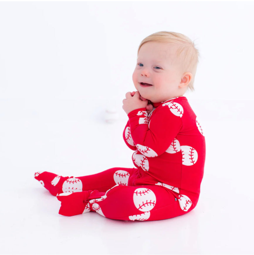 Convertible Footie- RED BASEBALL