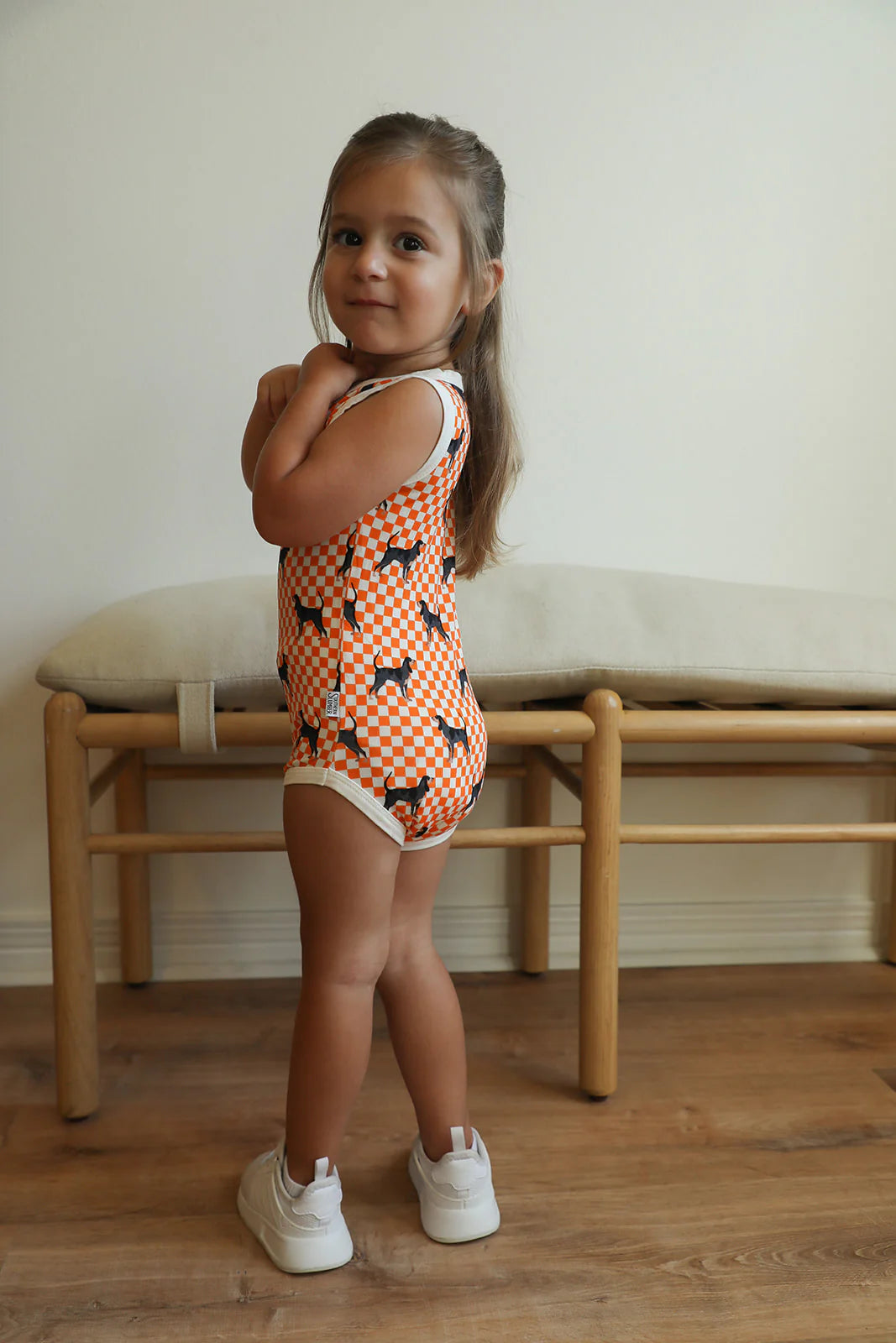 Bamboo Henley Onesie with Snaps- Coonhound