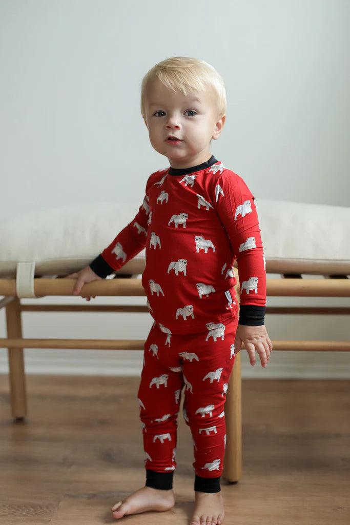 2pc Bamboo Pajama Set- Red Bulldog
