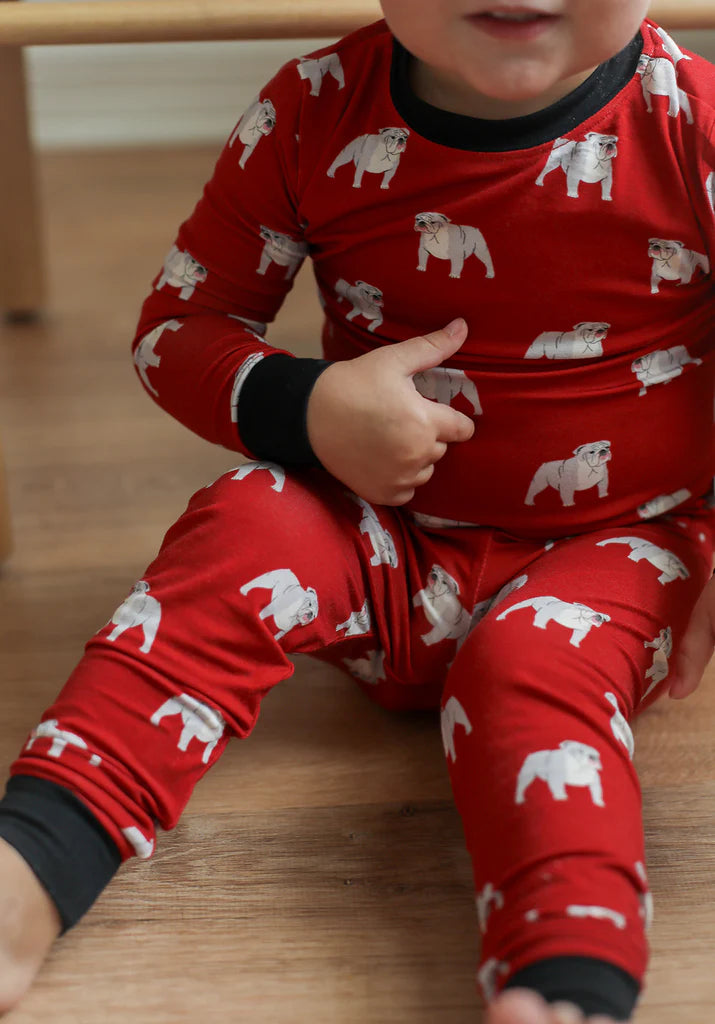 2pc Bamboo Pajama Set- Red Bulldog