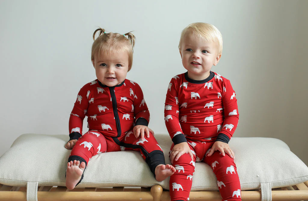 2pc Bamboo Pajama Set- Red Bulldog