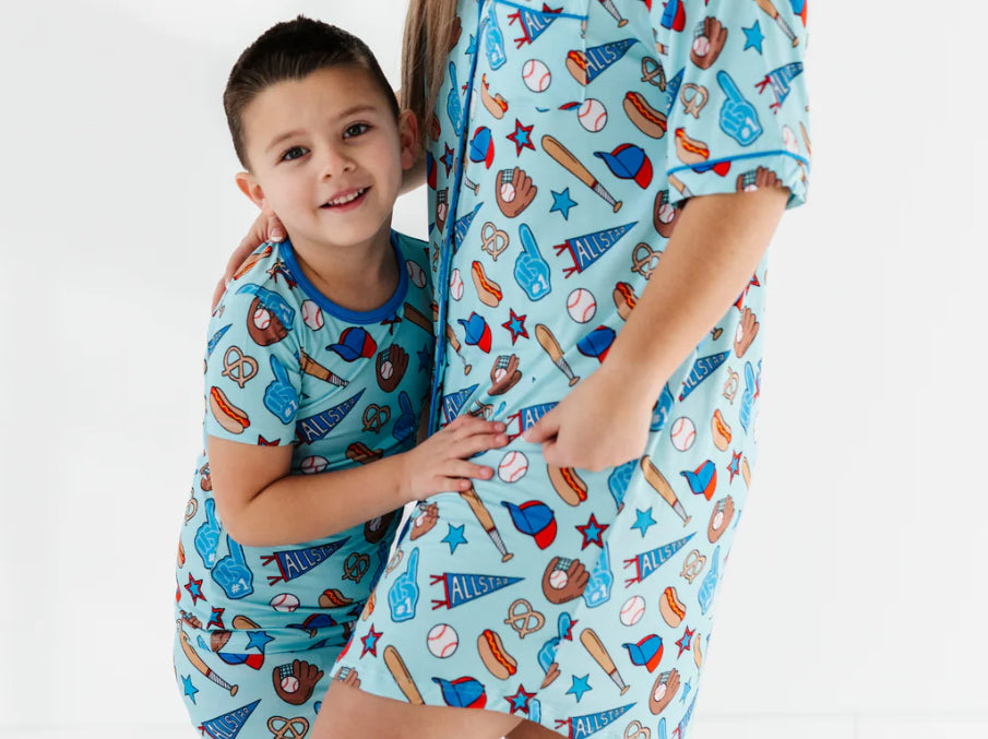 Mama Nightgown- NO PLACE LIKE HOME BLUE BASEBALL