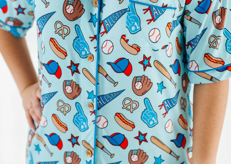 Mama Nightgown- NO PLACE LIKE HOME BLUE BASEBALL