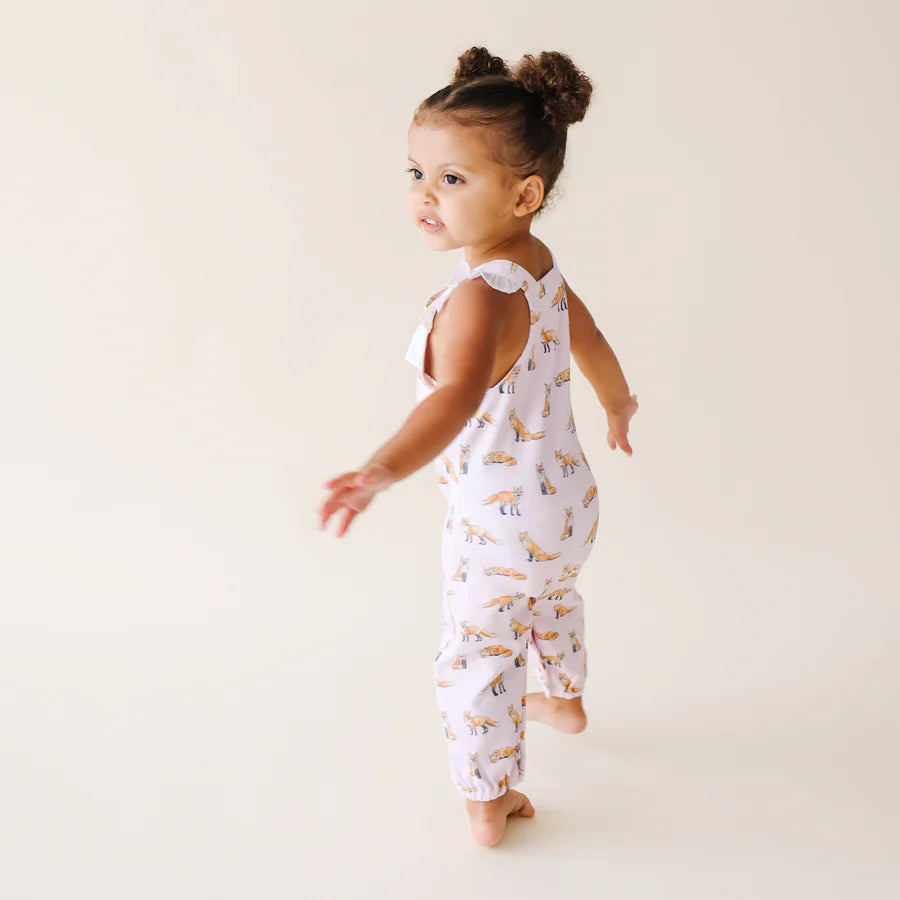 Ruffle Romper- PINK FOX