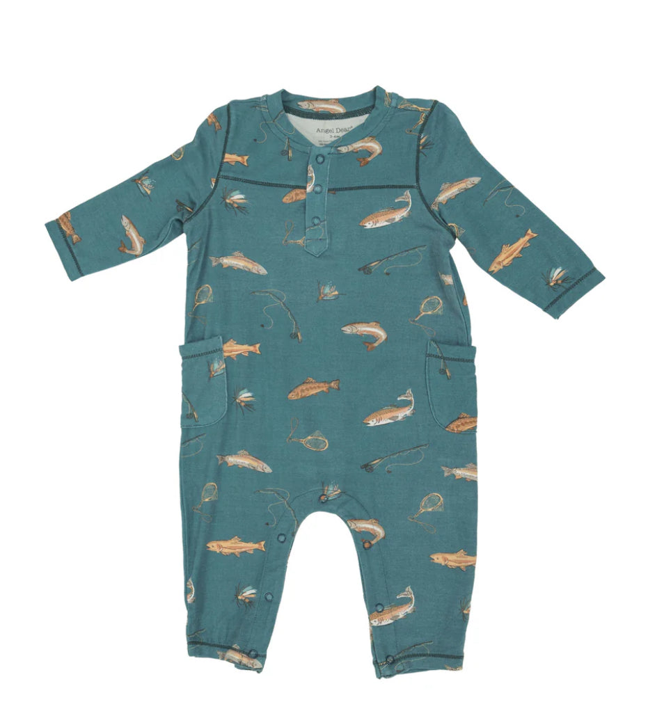 Long Sleeve Romper- TROUT