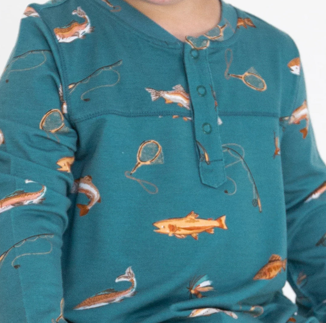 Long Sleeve Romper- TROUT