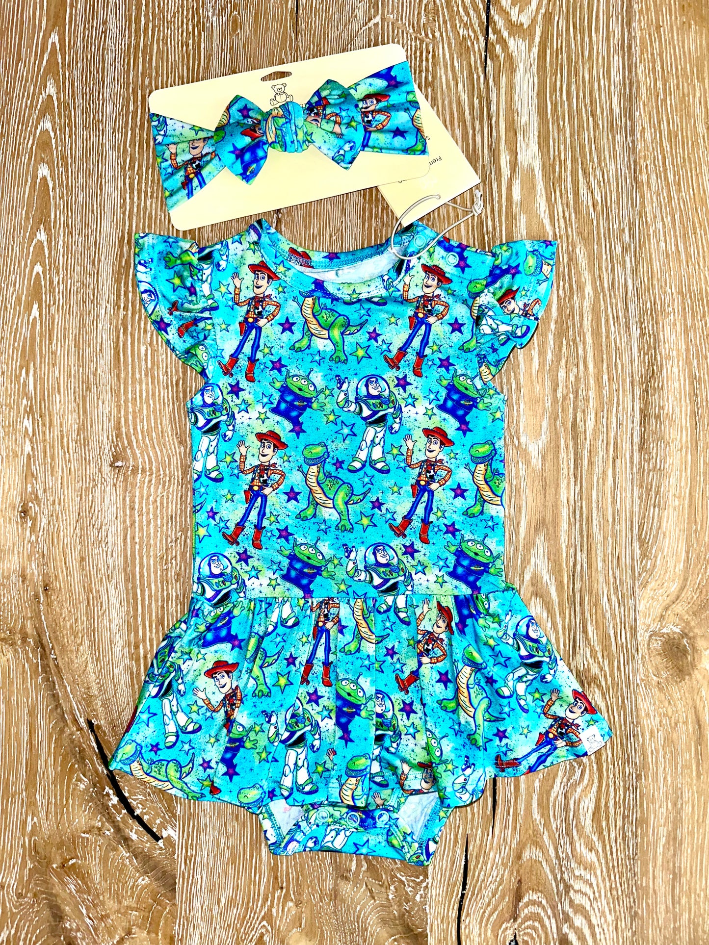 Bamboo Twirl Skirt Bodysuit with Headband- TO INFINITY BUZZ