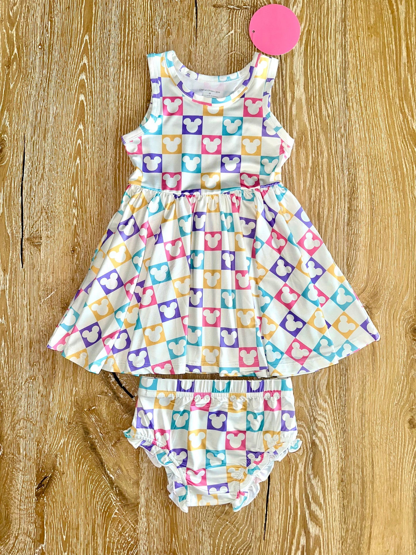 Girls Performance Tank Twirl Dress with Pockets- MAGIC PASTEL MICKEY EARS