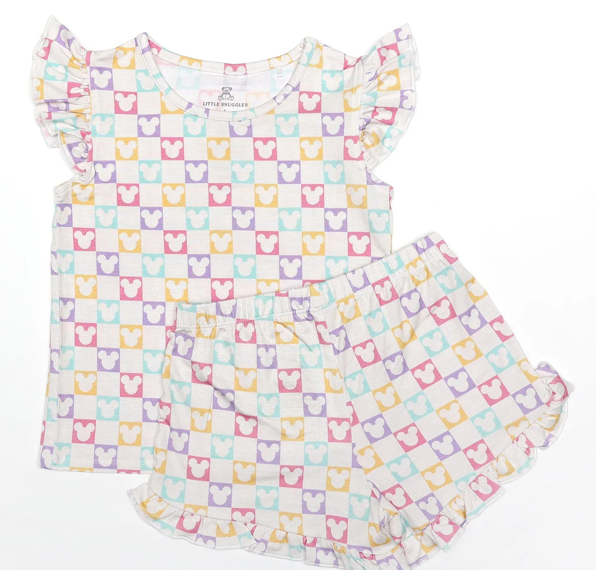 Bamboo Flutter Sleeve & Shorts Lounge Set (Olivia)- MICKEY PASTEL EARS