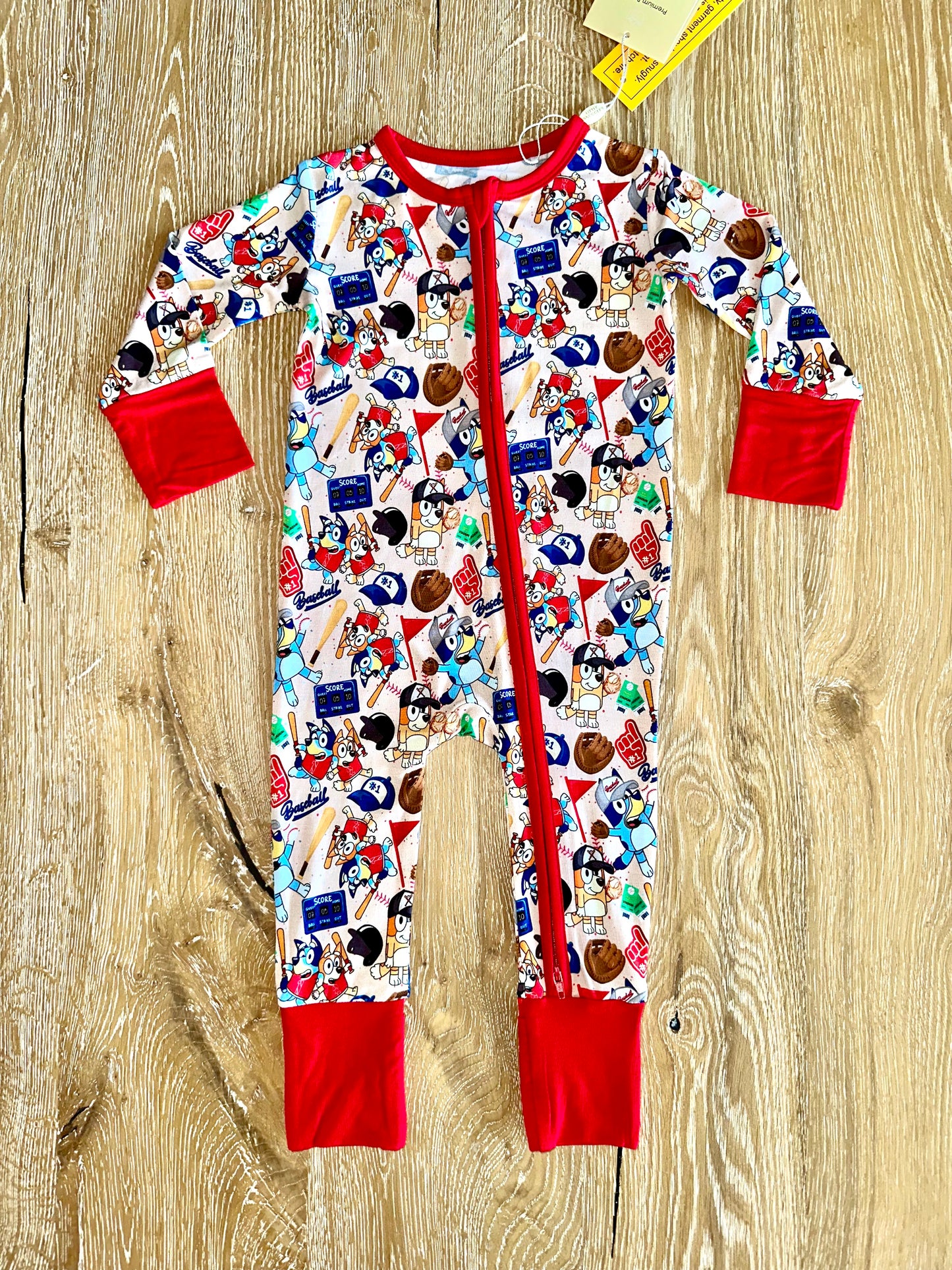 Bamboo Zippy Romper (CONNOR)- SPRING FEVER BASEBALL BUDDIES
