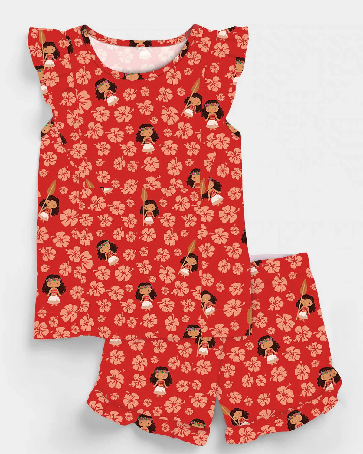 Bamboo Flutter Sleeve & Shorts Lounge Set (Olivia)- MAGICAL ISLAND PRINCESS