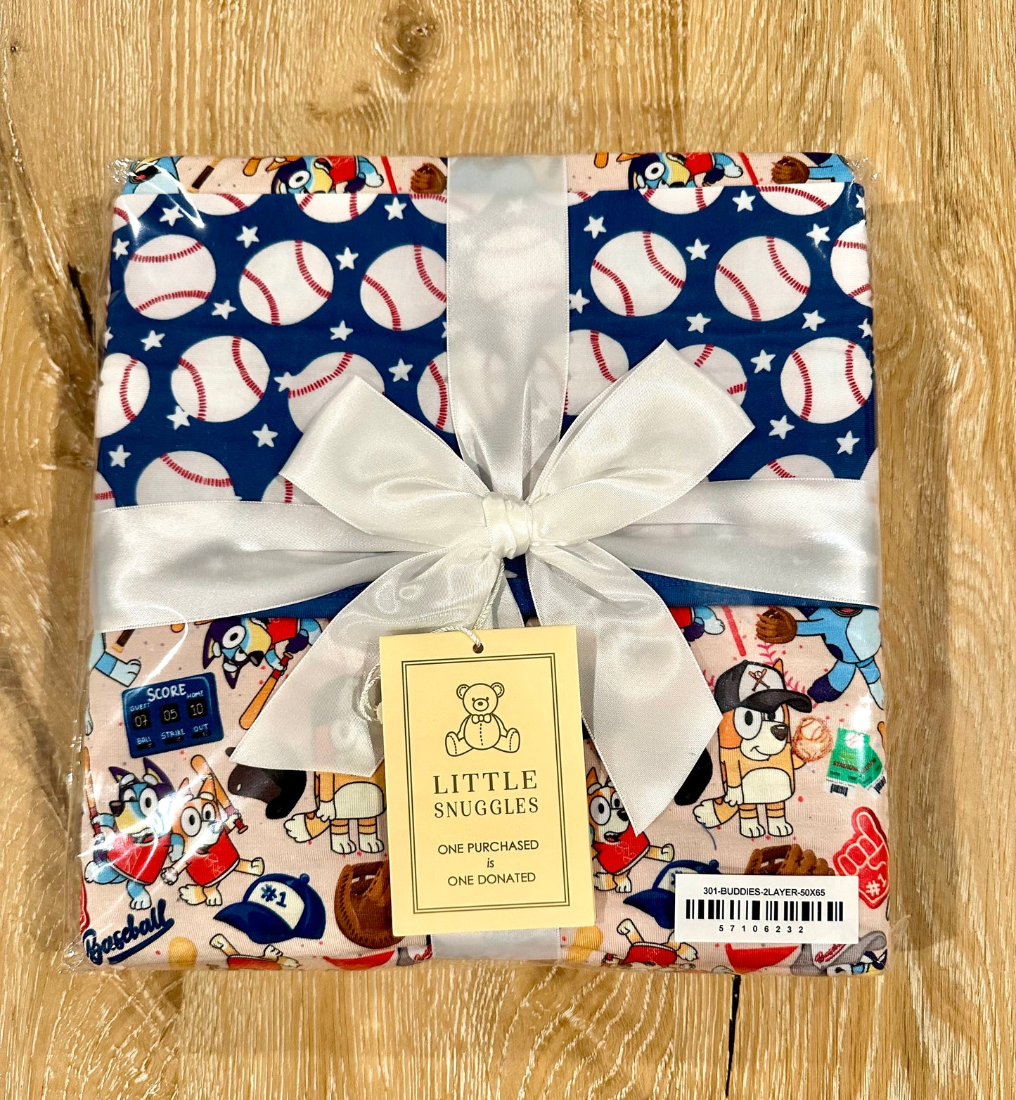 MEDIUM BAMBOO BLANKET -2 LAYERS 50X65 SPRING FEVER BASEBALL BUDDIES