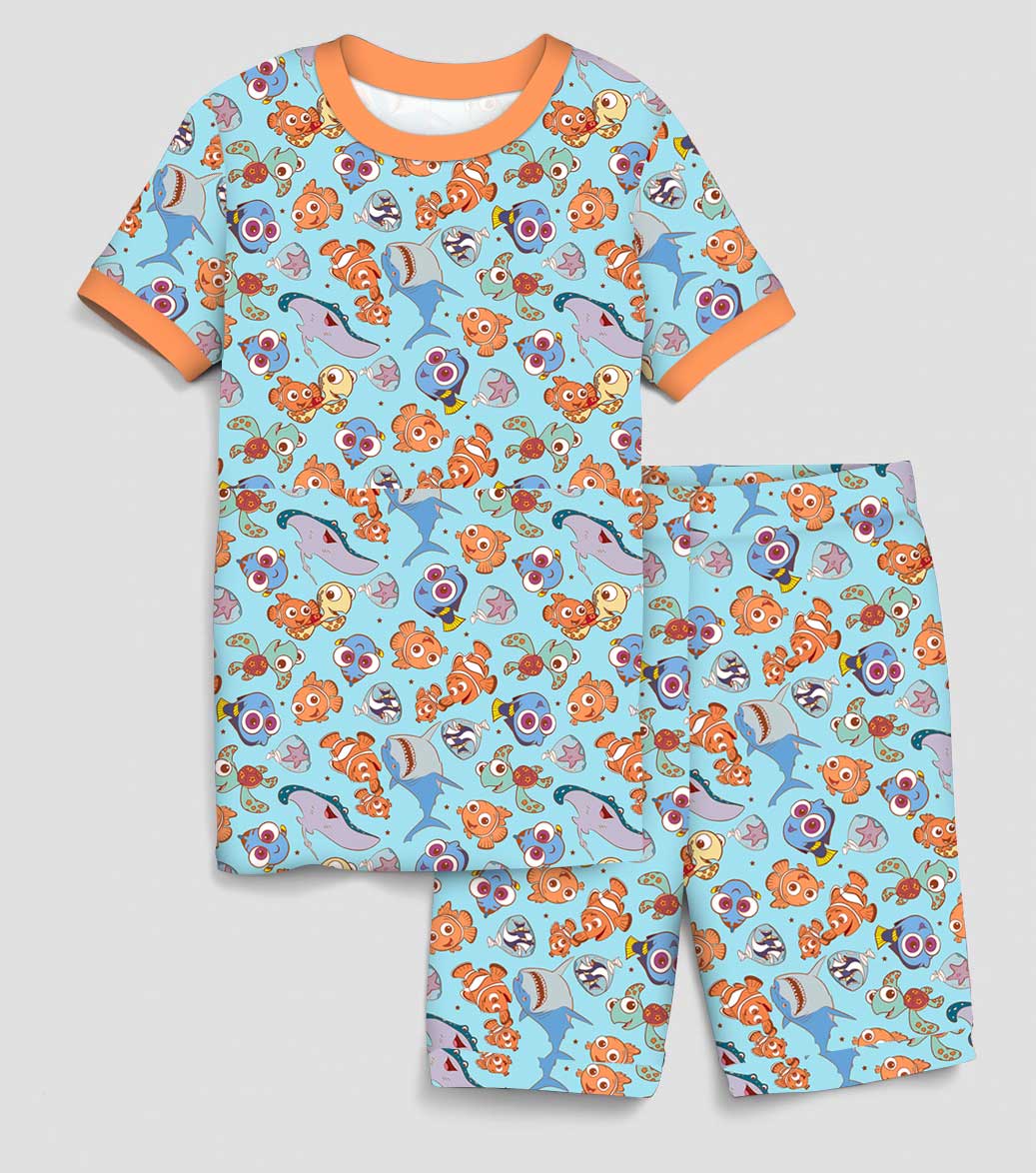Bamboo Short Sleeve Shorts Lounge Set- MAGICAL NEMO REEF FRIENDS