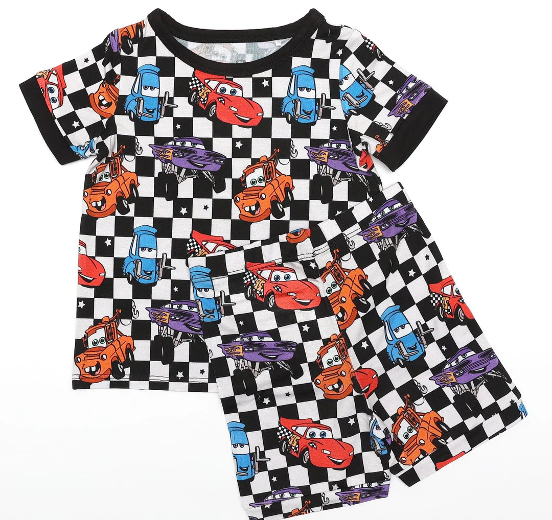 Bamboo Short Sleeve Shorts Lounge Set- MAGICAL CARS VICTORY LAP