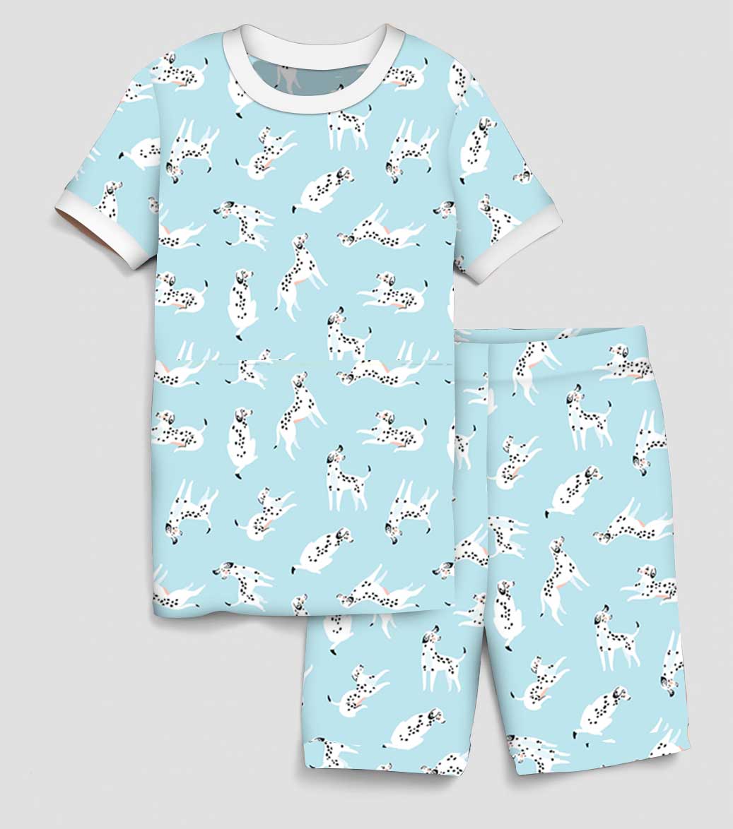Bamboo Short Sleeve Shorts Lounge Set- BEAUTIFULLY BOLD BLUE DALMATIONS