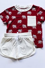 Bamboo Varsity T-Shirt & Short Set- ELEPHANT
