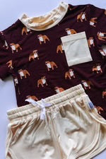 Bamboo Varsity T-Shirt & Short Set- MAROON BULLDOG MSU