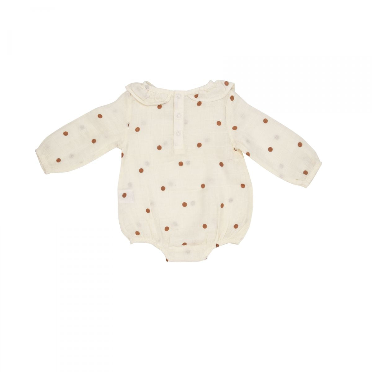 Organic Cotton Muslin Ruffle Collar Bubble- CASHEW POLKA DOT
