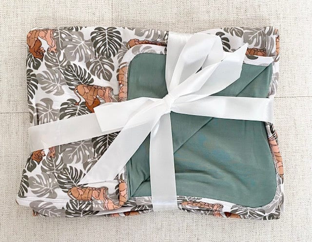 Bamboo Blanket- SMALL 40x40 Non Quilted 2 Layer- CHARLIE PLAY SAFARI KING