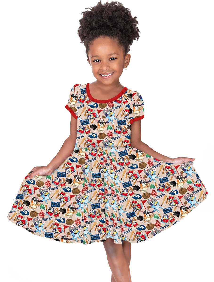 Bamboo Twirl Dress- SPRING FEVER BASEBALL BUDDIES