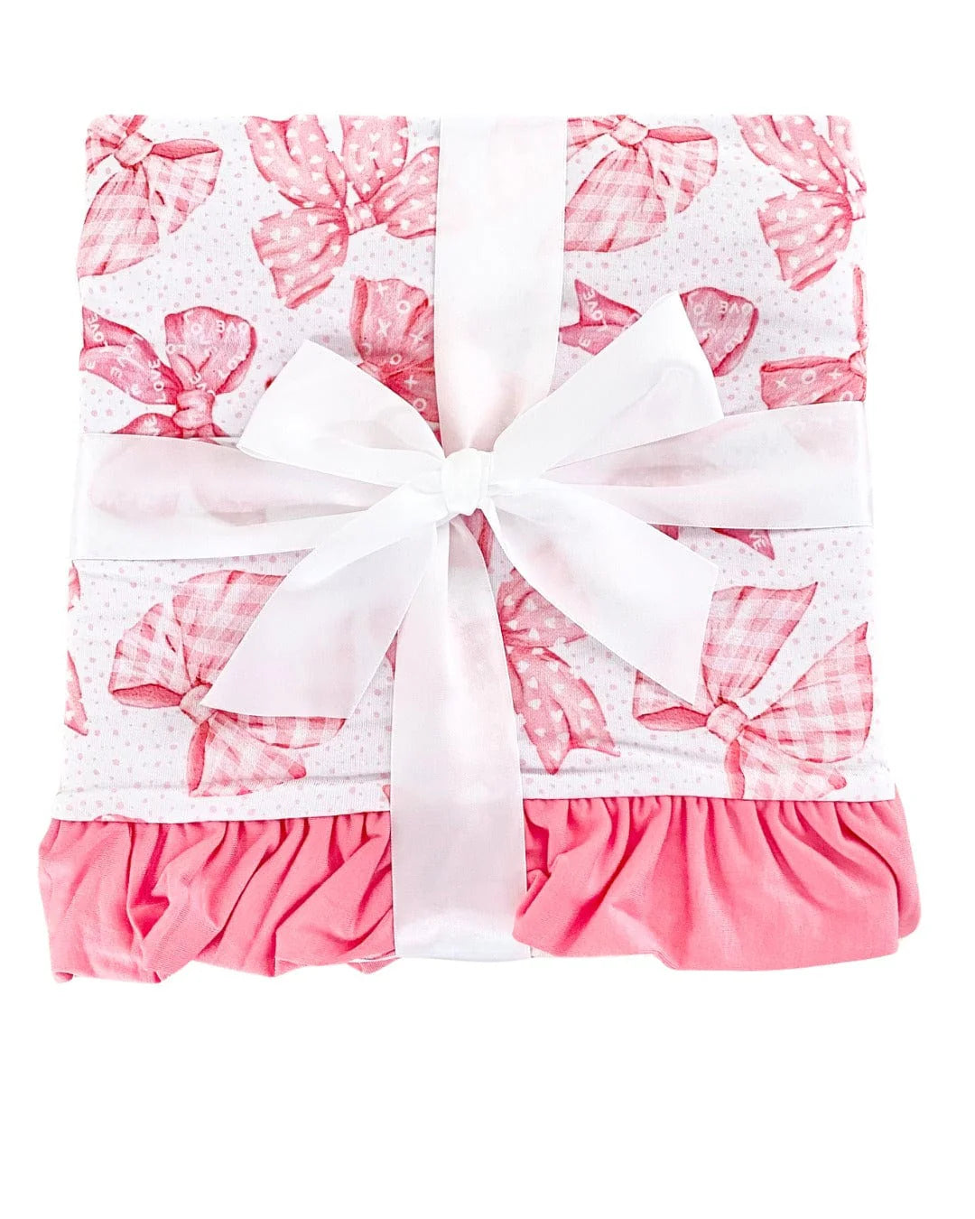 2 Layer 40X40 Ruffled Bamboo Blanket- LOVIN’ BOWS
