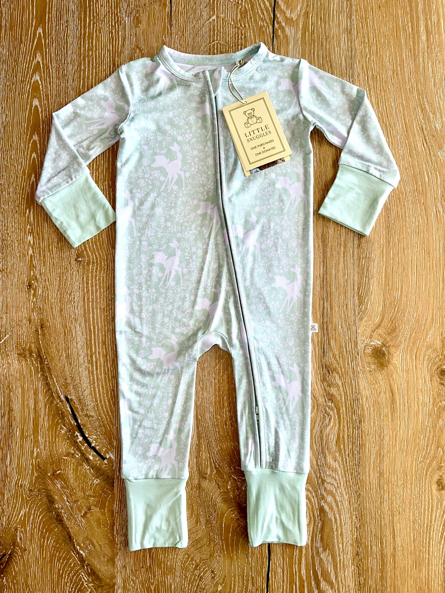 Bamboo (Connor) Zippy Romper- Dear Butterfly Mint Deer