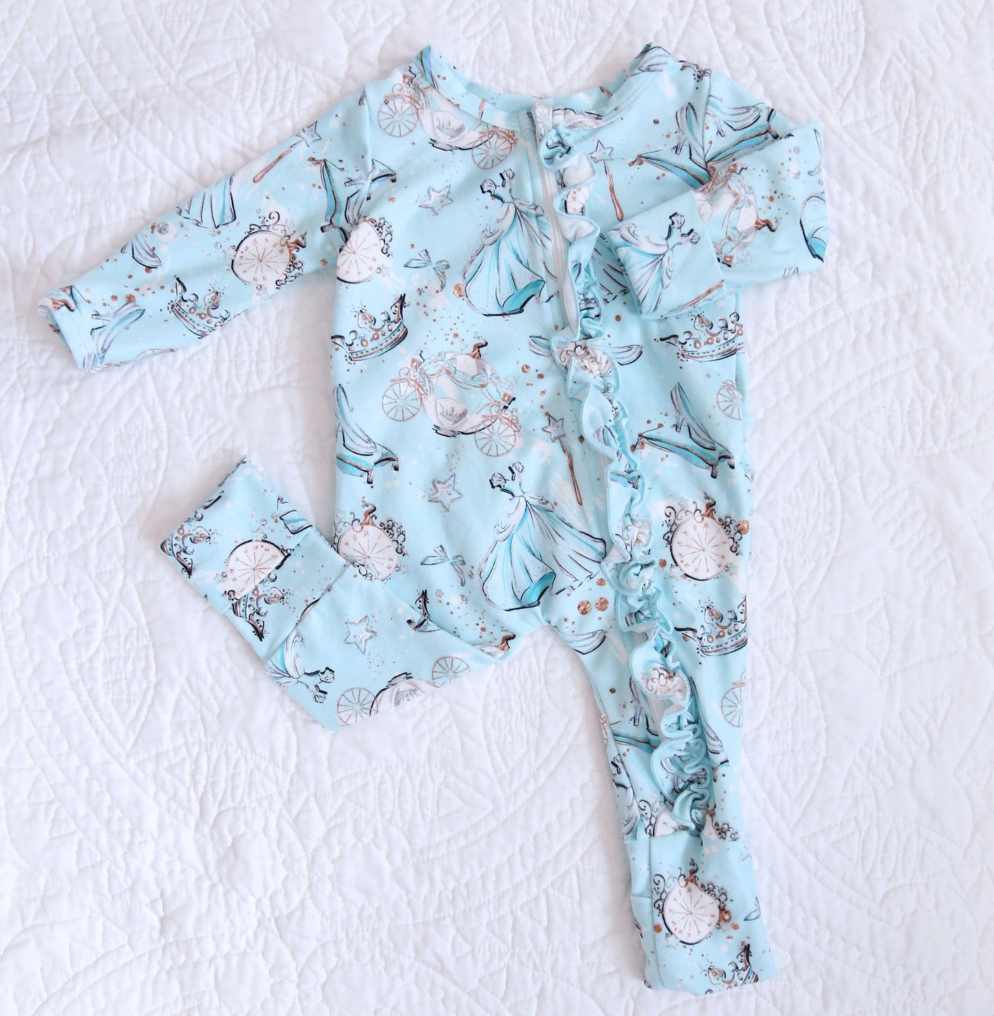 Bamboo Ruffle Zipper Romper (IVY)- FAIRY TALE PRINCESS