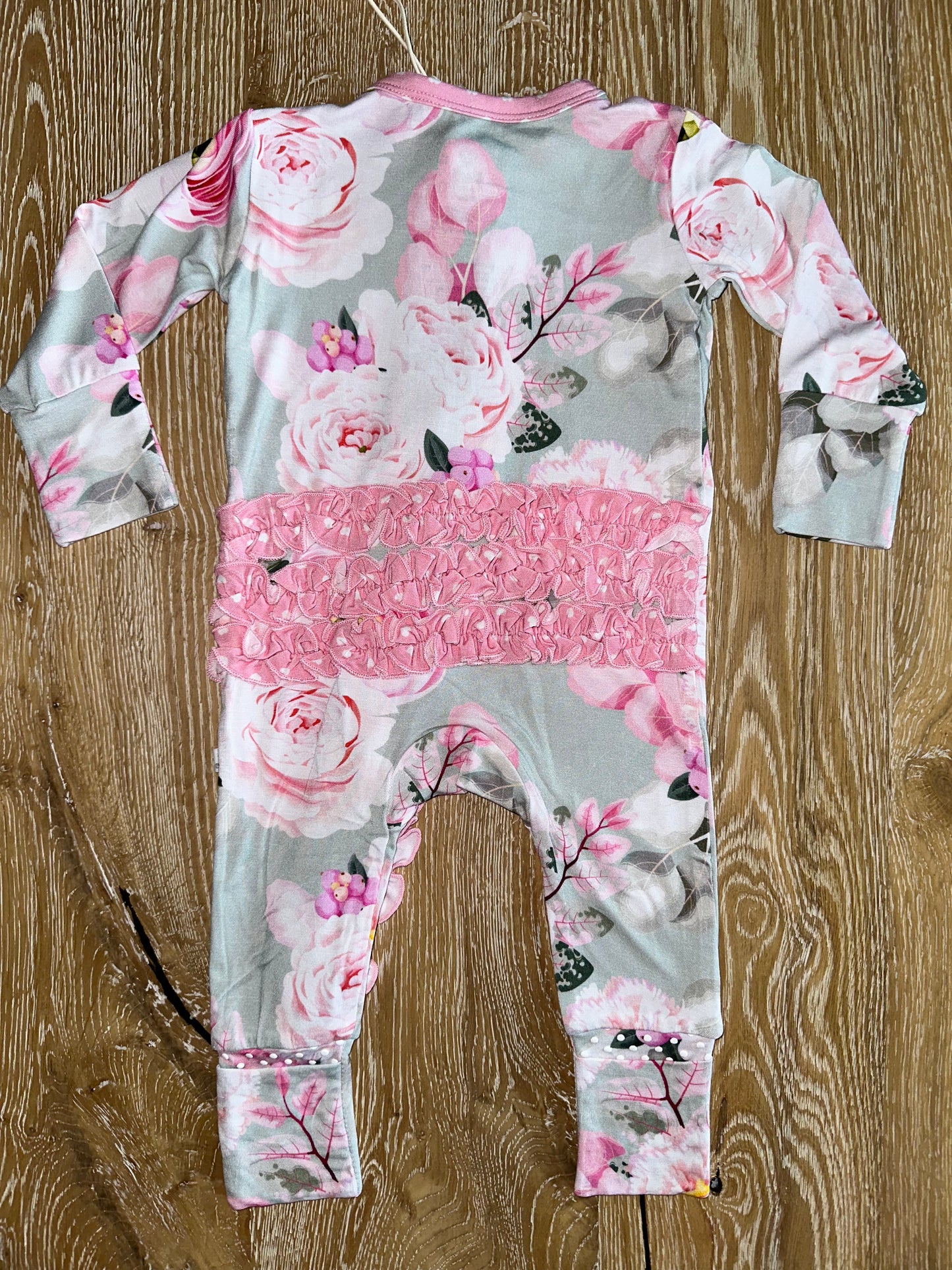 Bamboo Ruffle Zipper Romper- SPRING BLOSSOMS