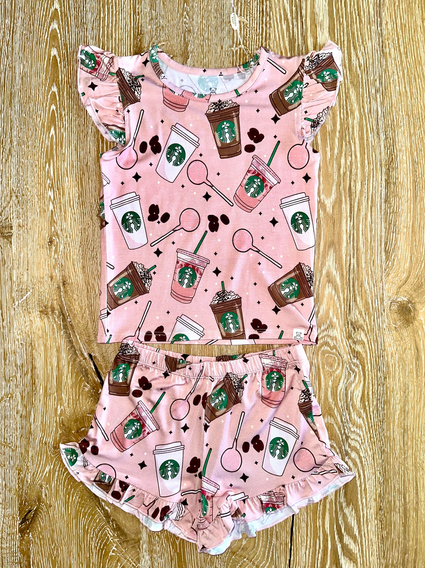 Bamboo Flutter Sleeve & Shorts Lounge Set (Olivia)- PINK DRINK