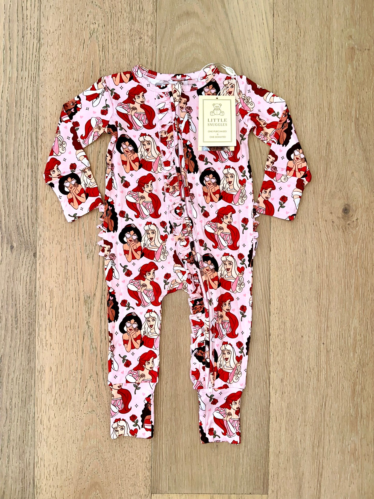 Bamboo Ruffle Zipper Romper (IVY)- TRUE LOVE ROYAL VALENTINE