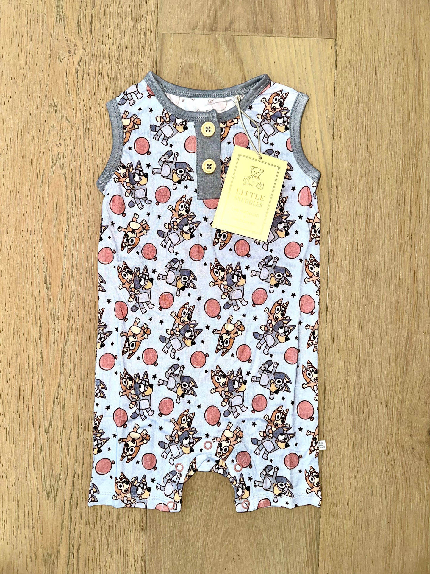 Bamboo Shortie Tank Romper (HANK)- BIRTHDAY PUPS