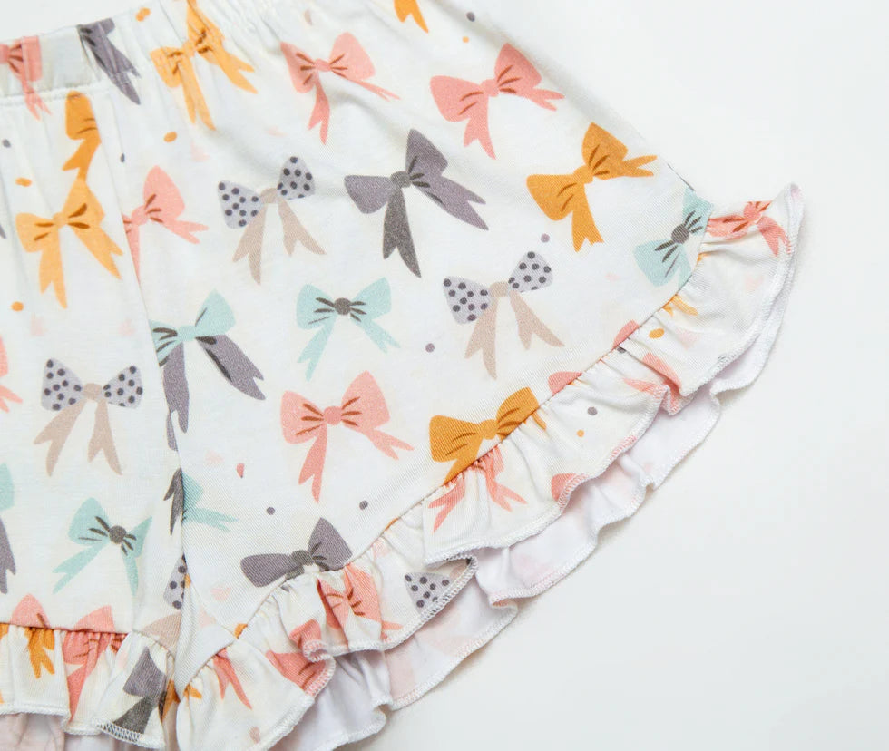 Bamboo Flutter Sleeve & Shorts Lounge Set (OLIVIA)- BLOOMING BOWS