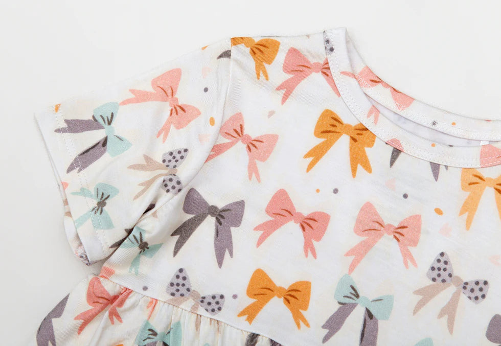 Bamboo Short Sleeve Peplum Set- BLOOMING BOWS