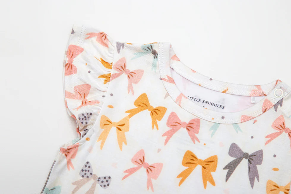Bamboo Flutter Sleeve & Shorts Lounge Set (OLIVIA)- BLOOMING BOWS