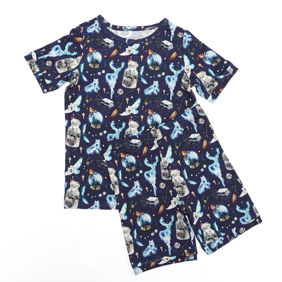 Bamboo (Bentley) Short Sleeve Shorts Lounge Set- WHIMSICAL & WILD EXPECTO