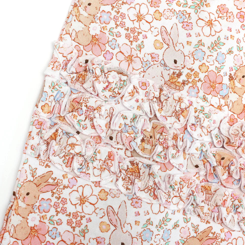 Bamboo Ruffle Zipper Romper (IVY)- BLOSSOM BUNNIES